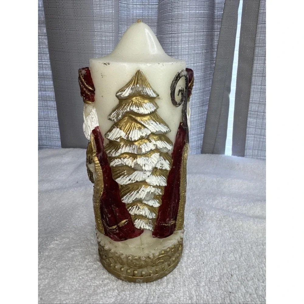Noel 1990 Christmas Candle Sculpted Carved‎ 3-D Pillar Candle Not Burnt!!!